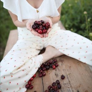 Anthropologie Featherbone Cherry Wide Leg Pans